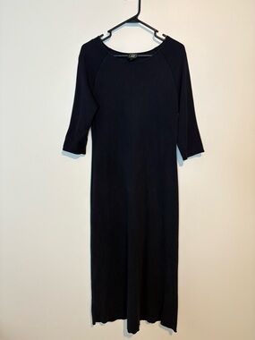 Laura Ashley Black Maxi Dress with Three-Quarter Sleeves